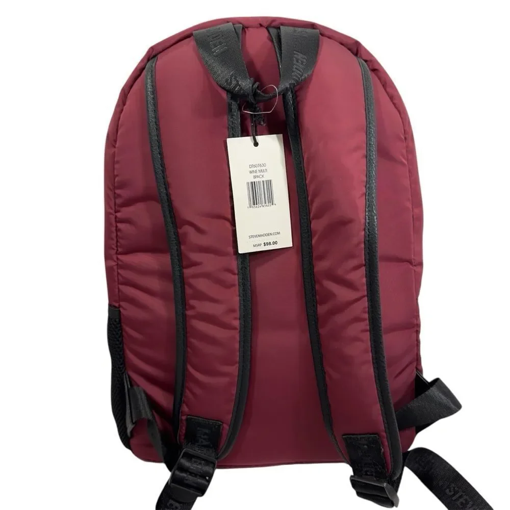 STEVE MADDED QUILTED WINE‎ MULTI LARGE BACKPACK NWT